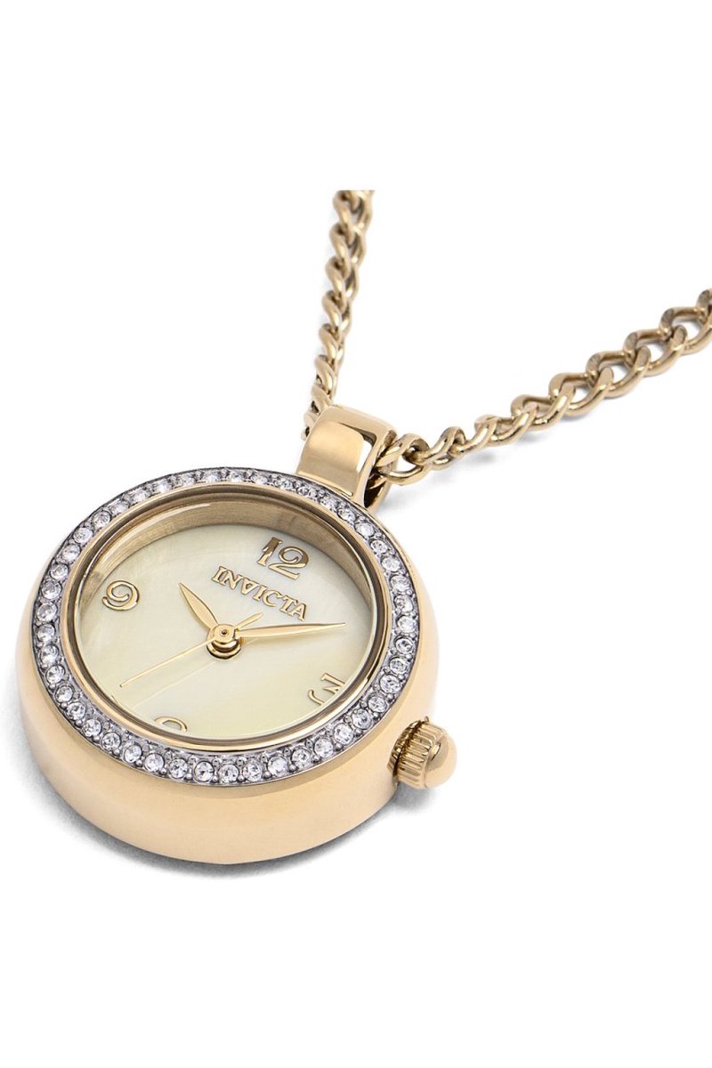 Invicta Mini 49932 Dames Horloge - Waterdicht - Analoog - Quartz Uurwerk - Roestvrij Staal met gouden Wijzerplaat - 22mm