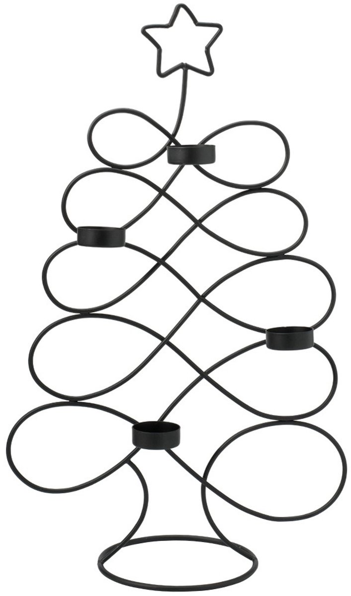 Kandelaar Metaal Zwart Kerstboom 49 cm - Kaarsen - Kaarsenstandaard - Kaarsenhouder - Decoratie