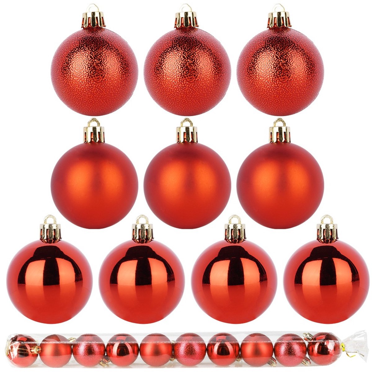 Kerstballen Set Onbreekbaar Rood 5 cm 10 stuks - Kerstdecoratie