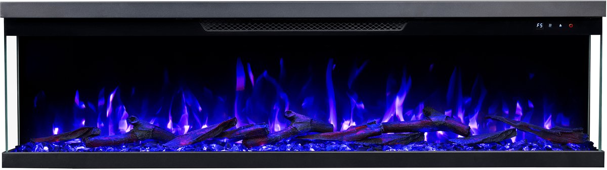 Lumea Fires Trivaro 50" inch – Elektrische inbouw sfeerhaard – Haard met Verwarming – Sfeerhaard Elektrisch geschikt voor Cinewall – 3 Zijdige Sfeerhaarden – Elektrische Kachel Sfeerhaard – Bedienbaar via Bluetooth app of afstandsbediening – 128cm