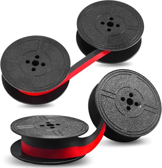 2 paires de rubans pour machine à écrire anglaise ancienne - ruban encreur noir et rouge - ruban encreur de rechange sur bobine double - pour la plupart des machines à écrire