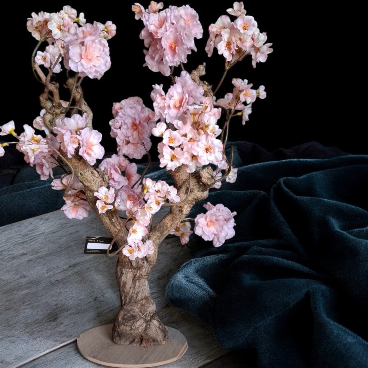 Seta Fiori Vintage Kunstbloesemboom – Sakura Chique op echte houten Stam - 60 cm vintage roze, poeder roze