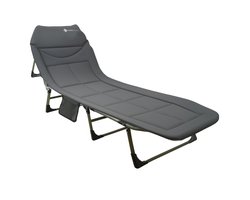 Eurocatch Karperstretcher Bedchair - 8-Poot Verstelbaar Campingbed met 5-Standen Rugleuning, Gevuld Hoofdeinde, Zijvak & Inklapbaar- Groen - 195×65×27 cm