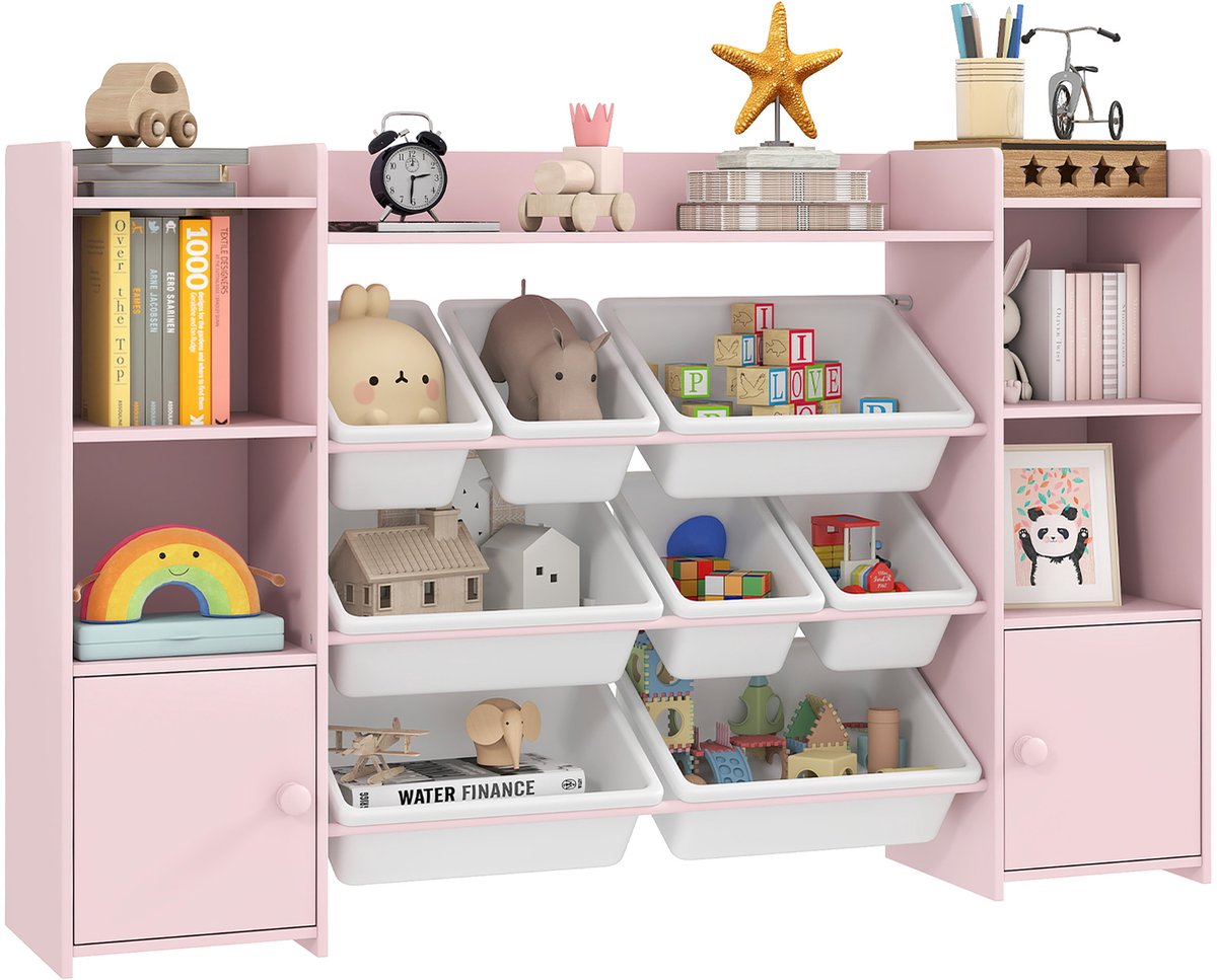 AIYAPLAY Opbergrek voor kinderen MDF, staal 140L x 30B x 90H cm Roze