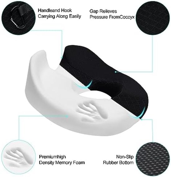 Feagar Coussin Coccyx En Mousse à Mémoire : Version Améliorée, Coussin Chaise Bureau, Coussin Ergonomique Assise, Améliorer La Posture En S'Asseyant Et Soulager La Pression Sur Le Coccyx