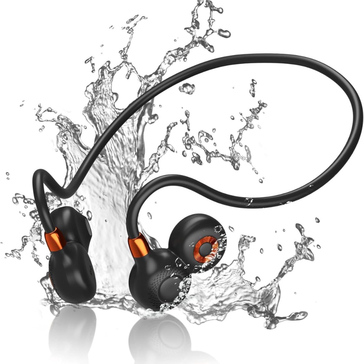 White-Label® Bone Conduction Headphone - Koptelefoon voor Activiteiten - Draadloos - Bleutooth -Zwart met oranje