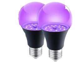 Ynkkvre - light UV Lamp - E27 Fitting - Neon Verlichting -UV-verlichting voor Halloweenfeest, kelder, disco, club (2-pack - zwart)