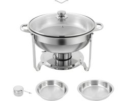 Plats à réchaud - Chauffe-aliments - Chauffe-buffet - Pour buffet et chauffage des aliments - Avec couvercles - Lot de 2 pièces - Argent