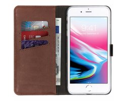 Selencia Hoesje - Geschikt voor Apple iPhone 8 Plus / 7 Plus - Echt Lederen Bookcase - Bruin