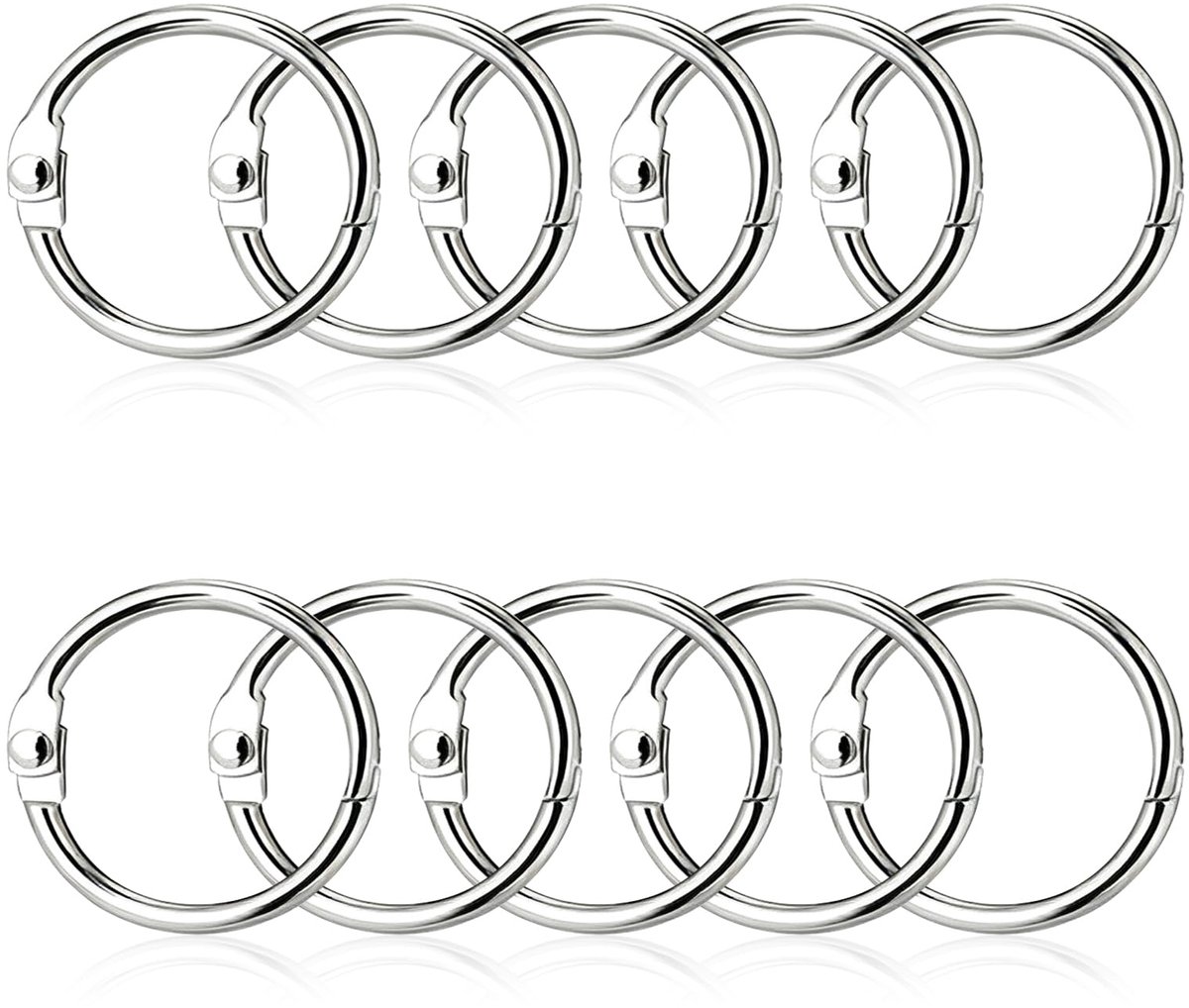 IMPERATORIS® Boekbindringen - Losbladige Ringen - Scharnierringen voor Kaarten en Scrapbooking - Metaal - 80 mm - Set van 10 - Zilver