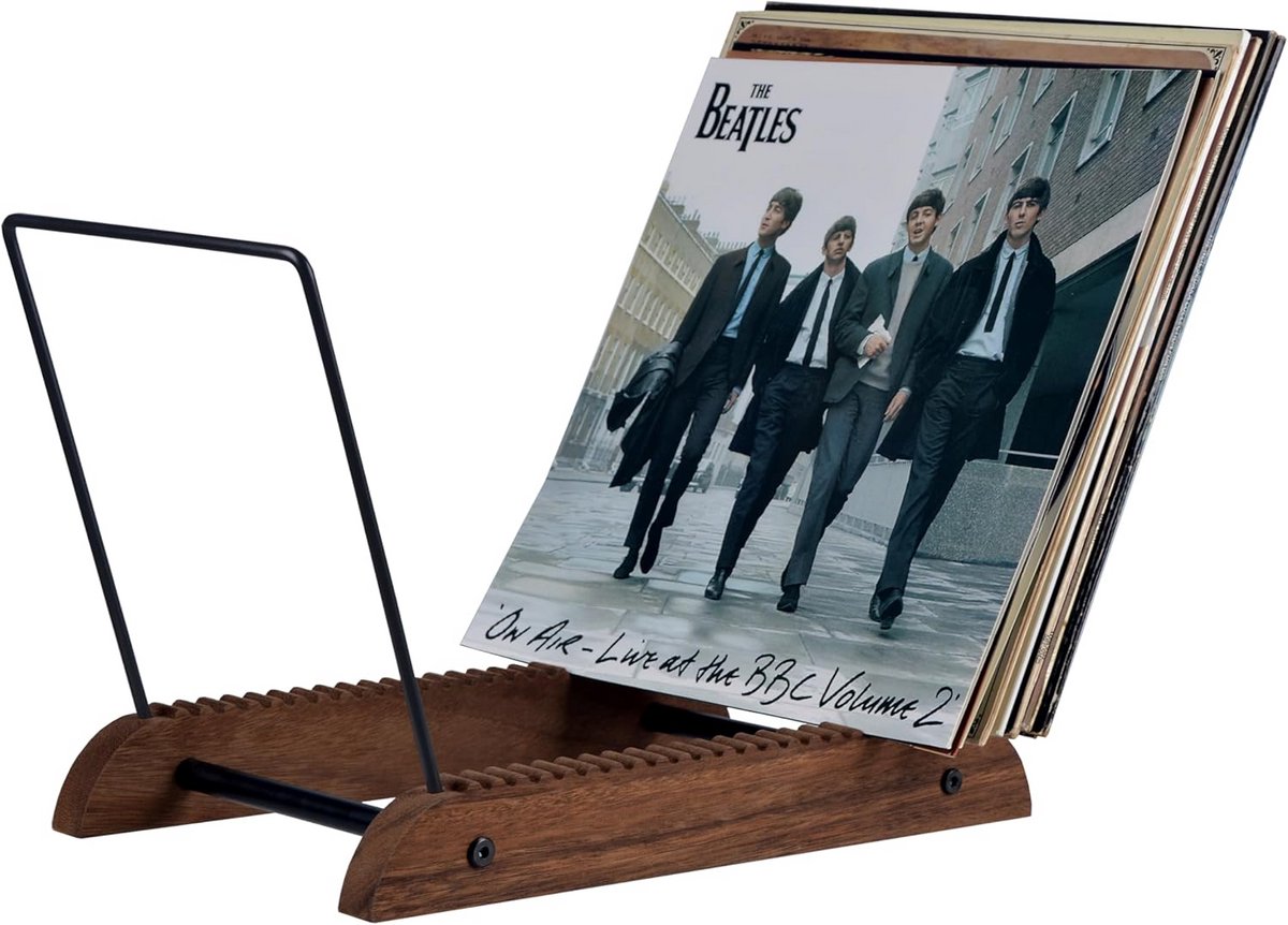 Extra Grote Houten Standaard voor Vinyl Records - Albumdisplay tot 75 Platen