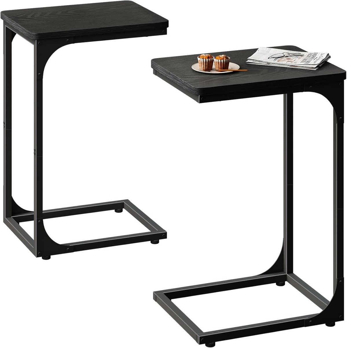 C-tafel set van 2 stuks zwart C-vormig modern
