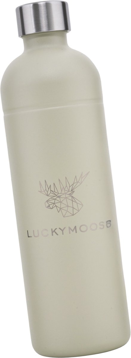 Luckymoose RVS Drinkfles 1,25L - Universeel geschikt voor Bruiswatertoestellen - Infinity Roestvrijstalen Waterfles - Herbruikbaar - Zandkleurig