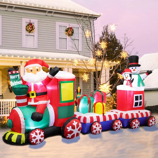 Opblaas Kerstversiering Pinguïn - Kerstverlichting buiten - 79x67x155 cm