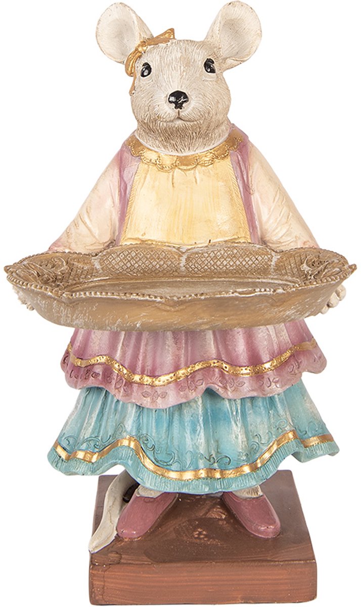 Decoratie Beeld Muis 17x15x26 cm Beige Kunststof