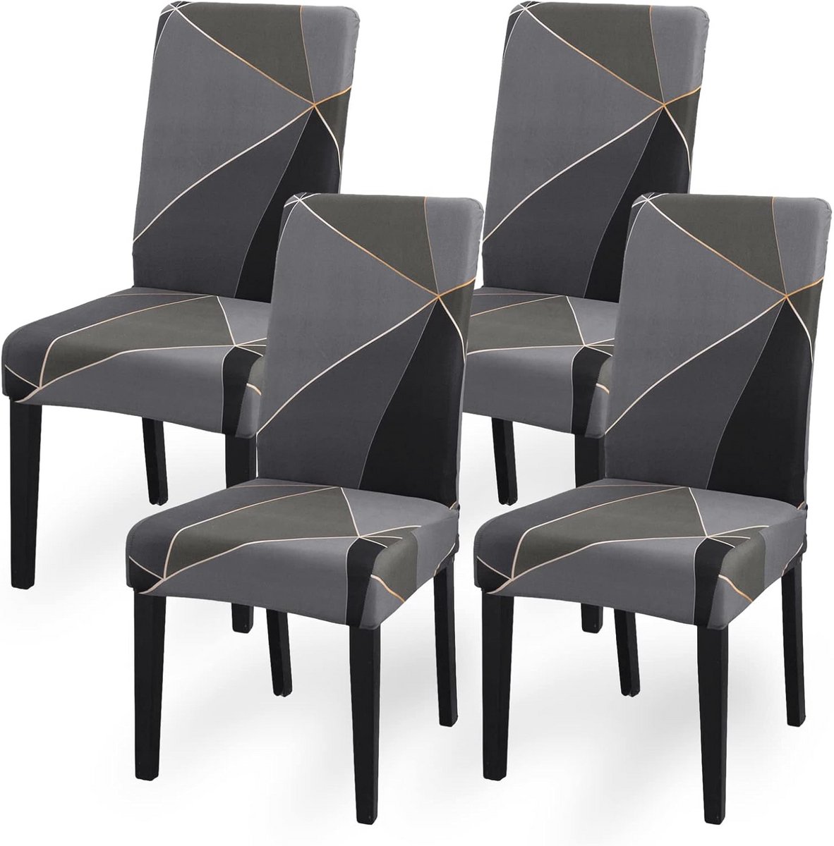 Set van 4 Eetstoelhoezen - Afneembare en Wasbare Stretch Hoezen voor Eetkamerstoelen