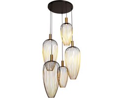 Lucide AURELIE - Hanglamp - 5xGU10 (MR11) - Geschikt voor vide en hoge plafonds - Goud - Vibes
