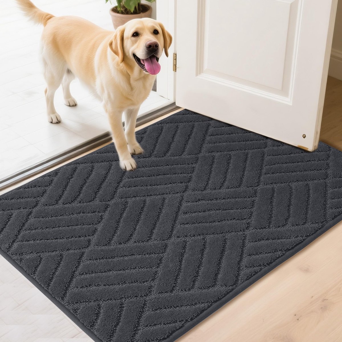 Unyqoos Grijze deurmat voor binnen met antislip en absorberende eigenschappen, grijs, 60*90 cm