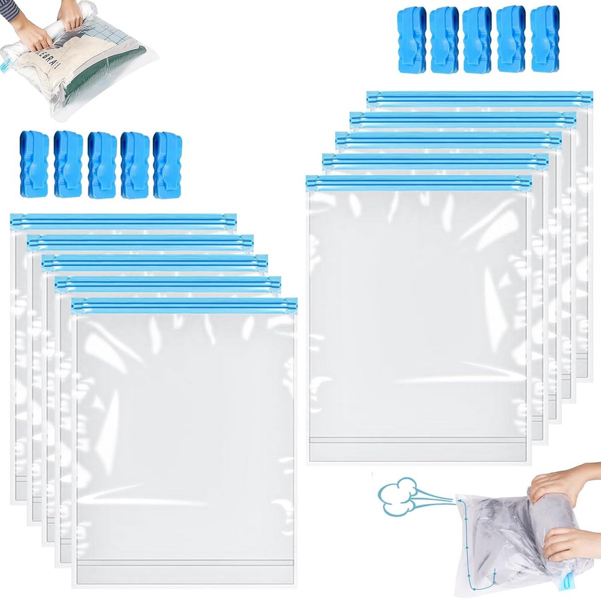 Vacuümzakken Kleding 10 Stuks - Ruimtebesparend Reisaccessoire 40x60 cm