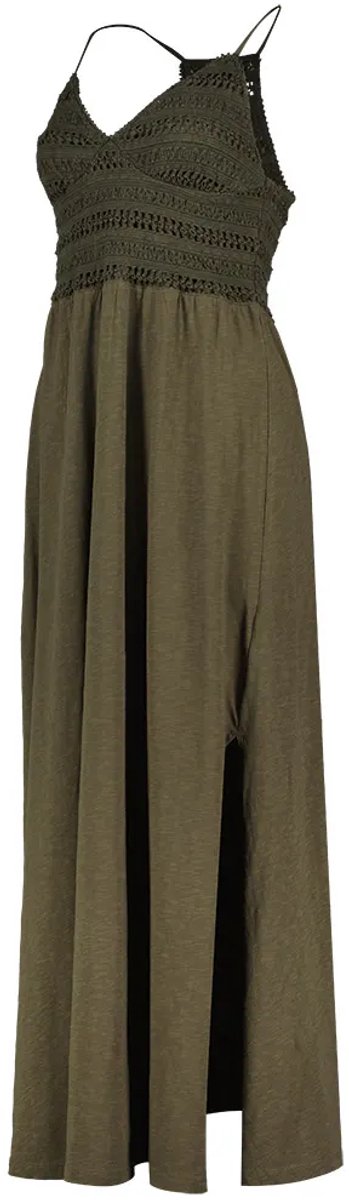 Superdry Lace Jersey Lange Jurk M Vrouw Groen