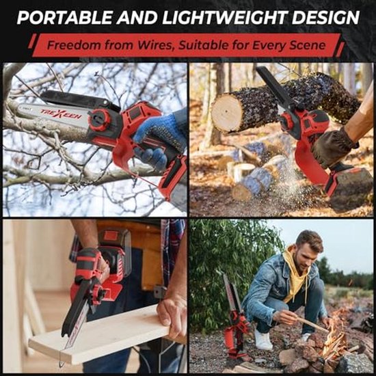 Draadloze Mini Kettingzaag 20 cm - 6 inch, Borstelloos 2-in-1 Zaag voor Hout en Bomen — afbeelding 4