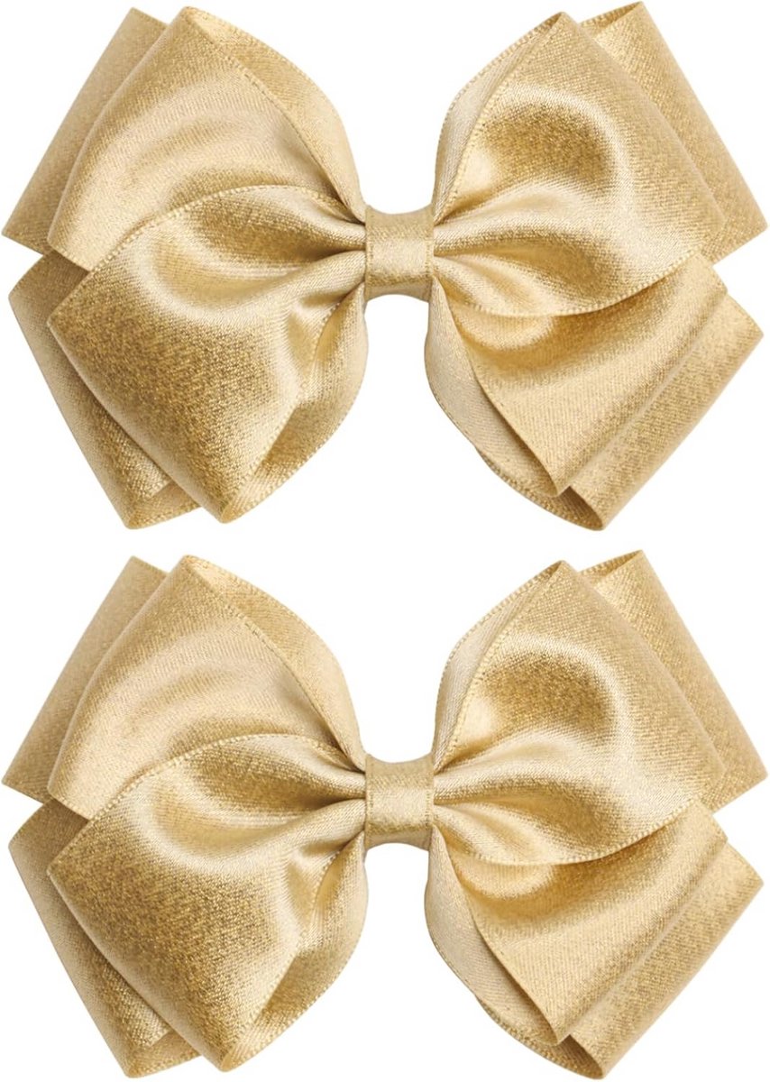 Set van 2 Satijnen Haarstrikken met Krokodillenklem - 10 cm Accessoires voor Meisjes en Vrouwen
