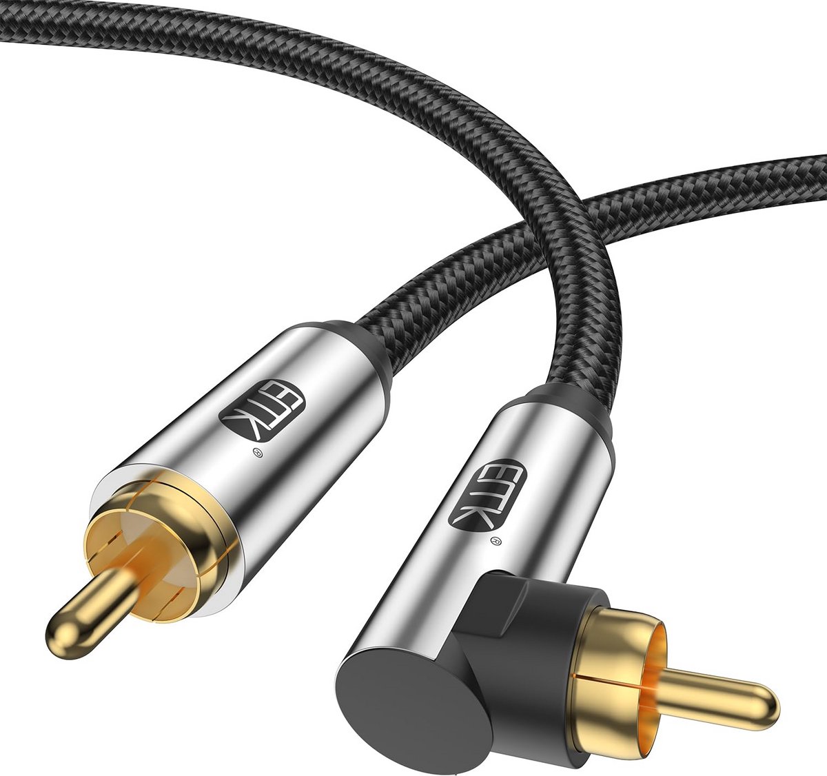 90 Graden RCA Subwoofer Kabel voor Versterkers, Soundbars en Hi-Fi Systemen (1.5m)