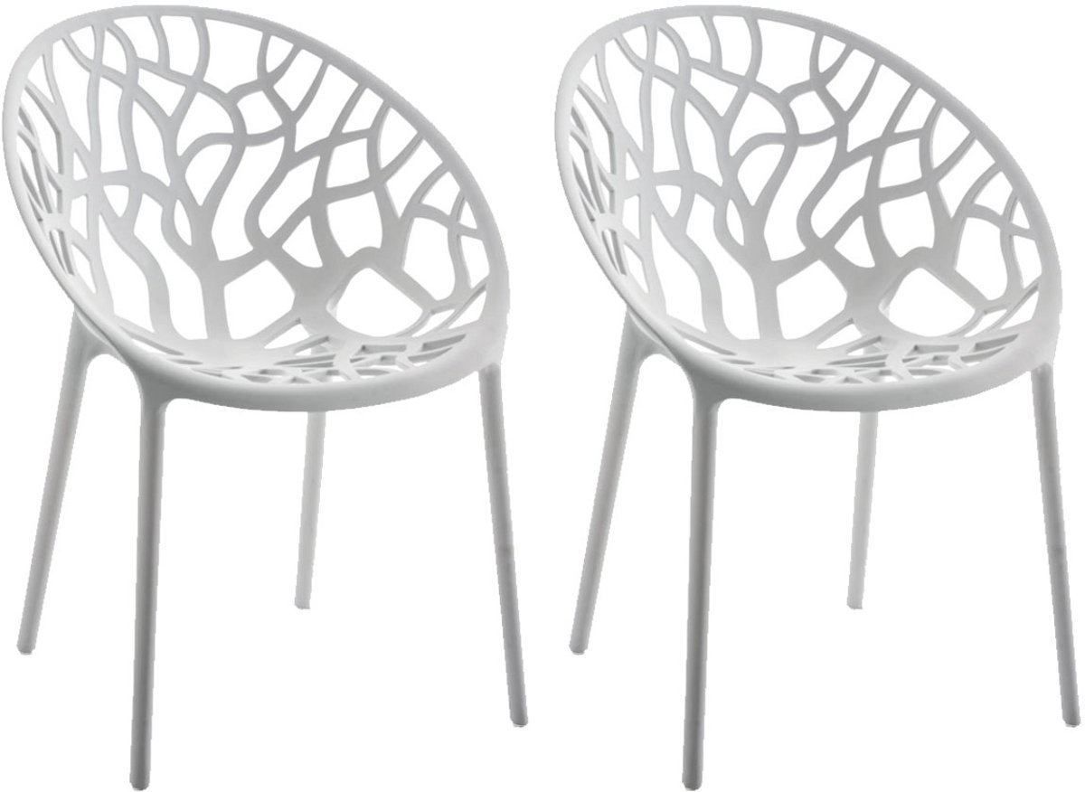 CLP Hope 2er Set stapelbare Tuinstoelen - Weerbestendig & UV-bestendig - Kunststof Stoelen met Armleuningen - Modern Design - licht grijs