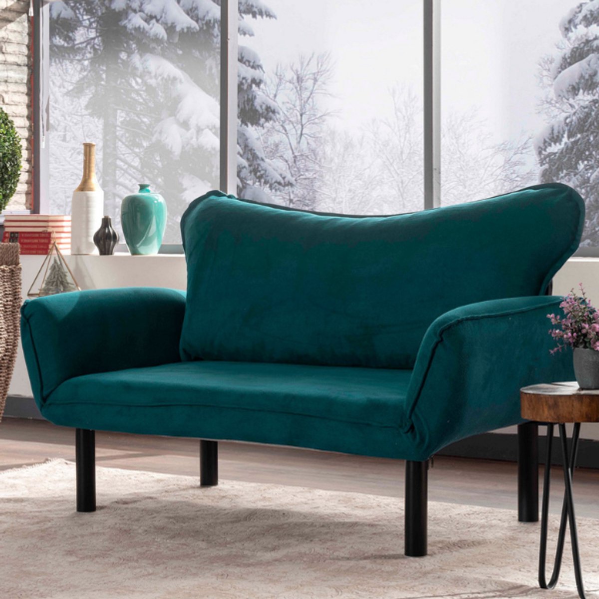 Skye Decor 2-Persoons Slaapbank - Petrol Blauw - Ruimtebesparend en Comfortabel - 140x70x65cm