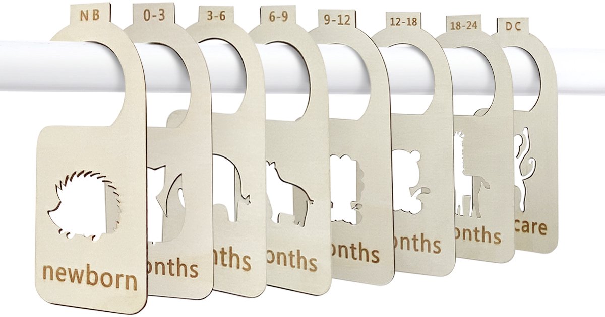 Purepeak Maathangers Baby Set 8 Stuks - Kledinghangers - Kastverdeler Kind - Maatverdelers voor Babykleding