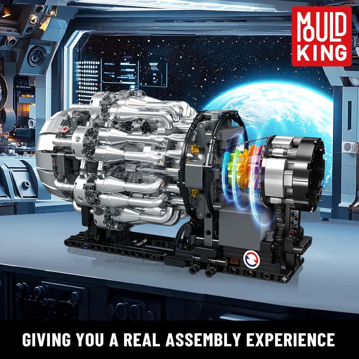 Mould King 10216 Icons Turbojet Vliegtuig motor bouwset | Speed champions modelbouw | Classic creator bouwpakket geschikt voor Lego | Technische educatief speelgoed ideas voor expert volwassenen & kinderen | Bouwdoos met 1214 bouwstenen — afbeelding 12