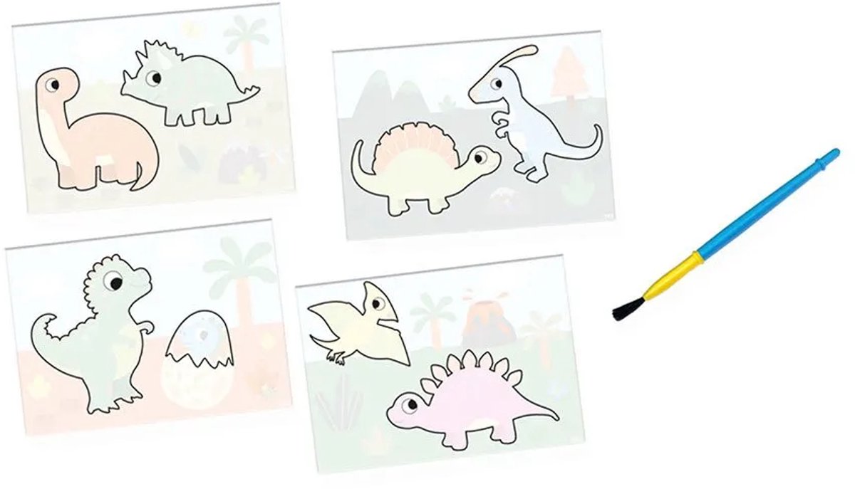 SES Creative- My First - Kleuren met Water - Dino's -Verven - geen geknoei - vrolijke kaarten met veilige kwast - steeds opnieuw te gebruiken - Dinosaurus Speelgoed 1 tot 4 jaar — cadeau in Spellen & Speelgoed - foto 2
