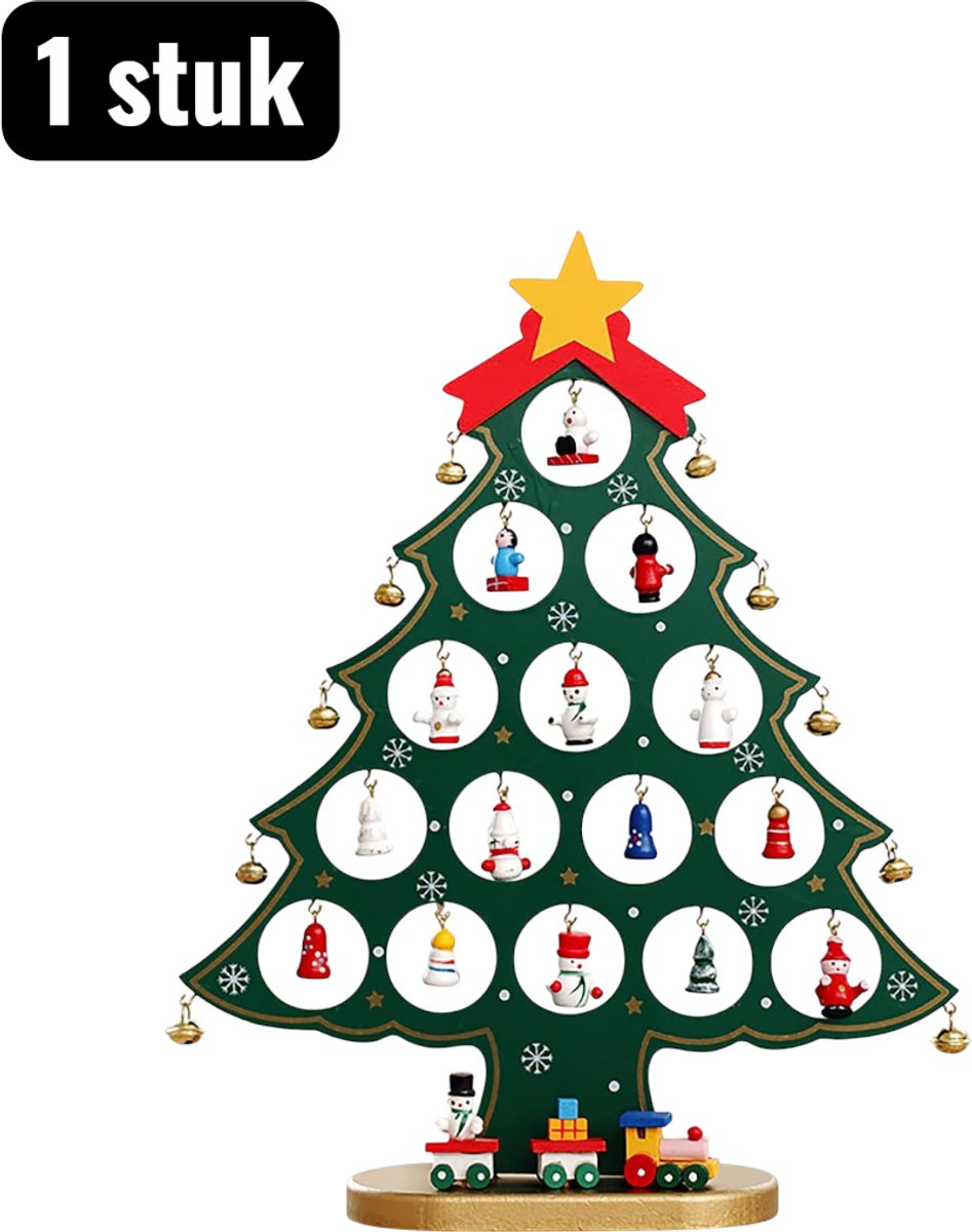 Houten kerstboomhanger in groen, geschikt voor kantoor- en thuisdecoratie - kerstversiering en cadeau.