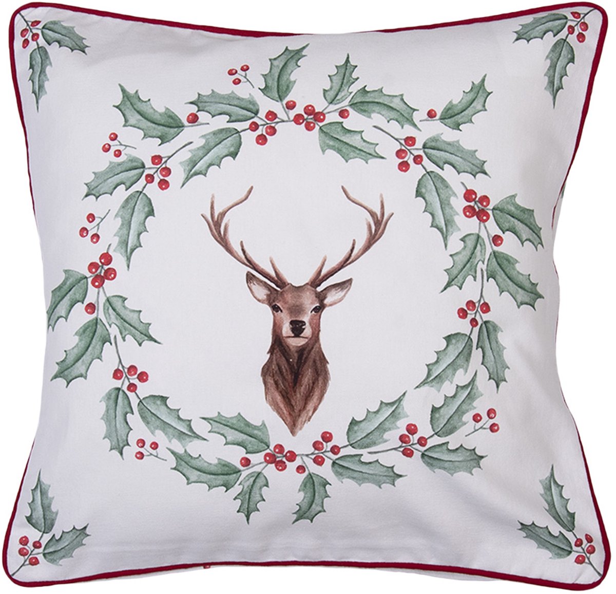Clayre & Eef Kussenhoes 40x40 cm Wit Katoen