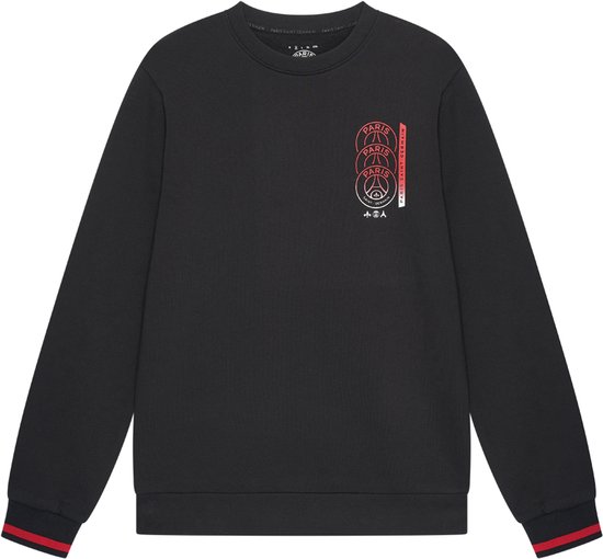 PSG Sweater Heren - Maat S t/m XXL - Voetbaltrui - Paris Saint-Germain Trui - Zwart - 100% Katoen - Officiële PSG Fanmerchandise