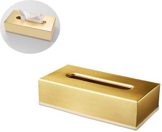 Foto: 1 stuk tissue box goud tissuebox houder rechthoekige 26x12x7cm roestvrij staal voor badkamer keuken slaapkamer kantoor luxe moderne