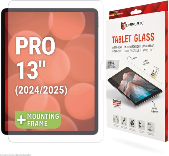 Protecteur d'écran Displex adapté à l'iPad Pro 13 (2024) M4 - Protecteur d'écran en verre pour tablette Displex