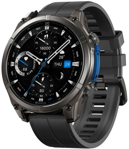 Zeblaze GPS Smartwatch - Sporthorloge - Stappenteller - Slaapmonitor - Belfunctie - LED Zaklamp - Multisport - 5ATM- Hartslag/Slaapmeter/SpO2 - IOS & Android - Afgrondzwart