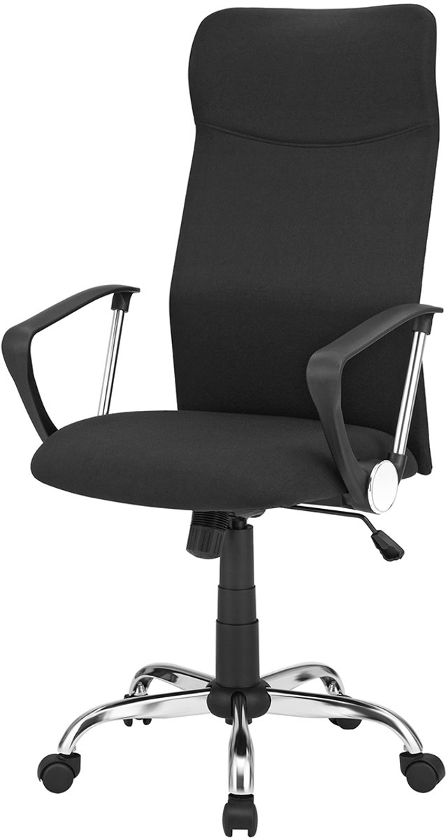 Bureaustoel Ergonomische draaistoel Stoffen zitting met kussen 63 x 63 x (110 - 120) cm Zwart Verstelbare hoogte en kantelhoek Maximale draagkracht 120 kg Comfortabele ondersteuning voor nek, schouders en rug Geschikt voor kantoor en thuiswerk – foto 8