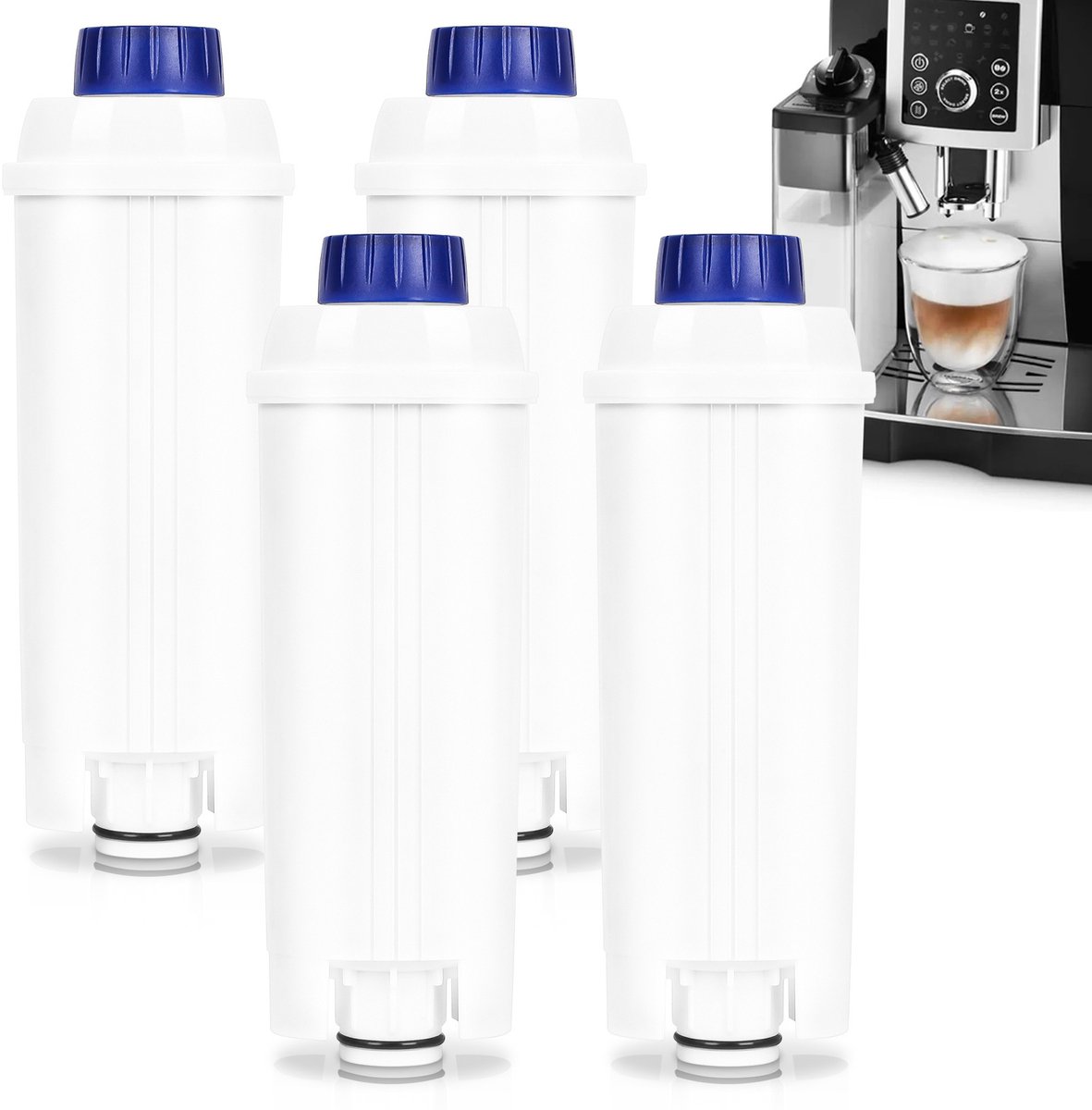 4x waterfilter voor koffiezetapparaten, filterpatroon compatibel met Delonghi SER3017 DLS C002 , DeLonghi EcoDacalk, set voor espressomachine