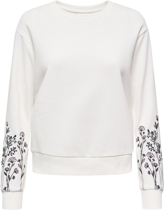 Jacqueline de Yong Trui Jdyparis L/s Sleeve Emb Sweat Jrs 15355417 Cloud Dancer/flower Emb Dames Maat - L