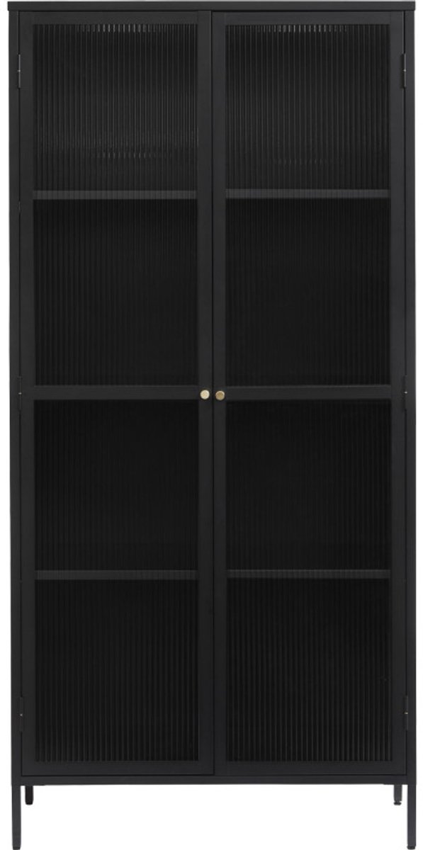 Vitrinekast Metaal Zwart - 4 Planken - 2-Deurs - Soft Closing - Kast Bronco - Giga Living
