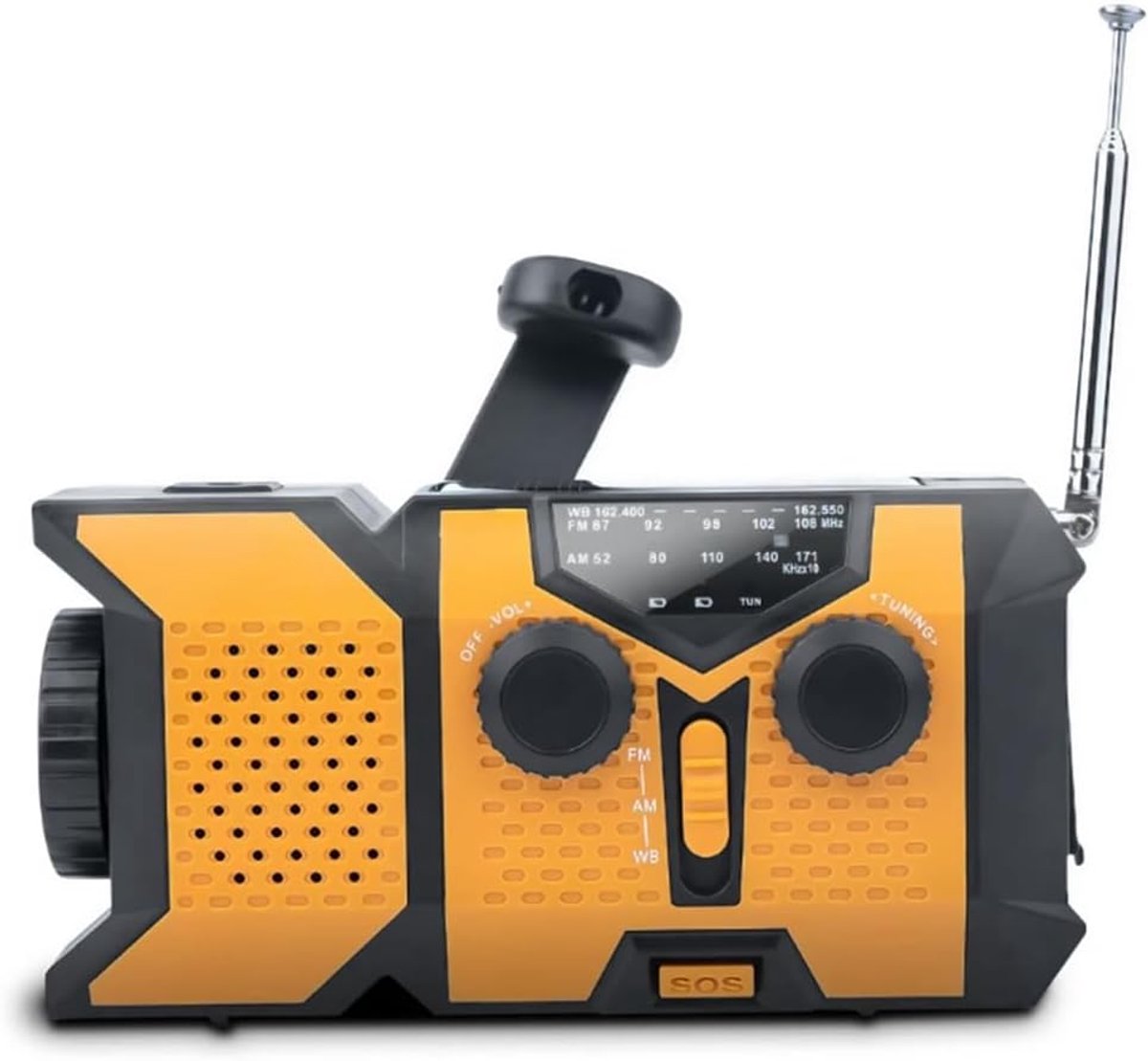 Handcrankradio op zonne-energie met draagbare LED-zaklamp AM/FM/NOAA-weerradio met 2000 mAh mobiele telefoonoplader