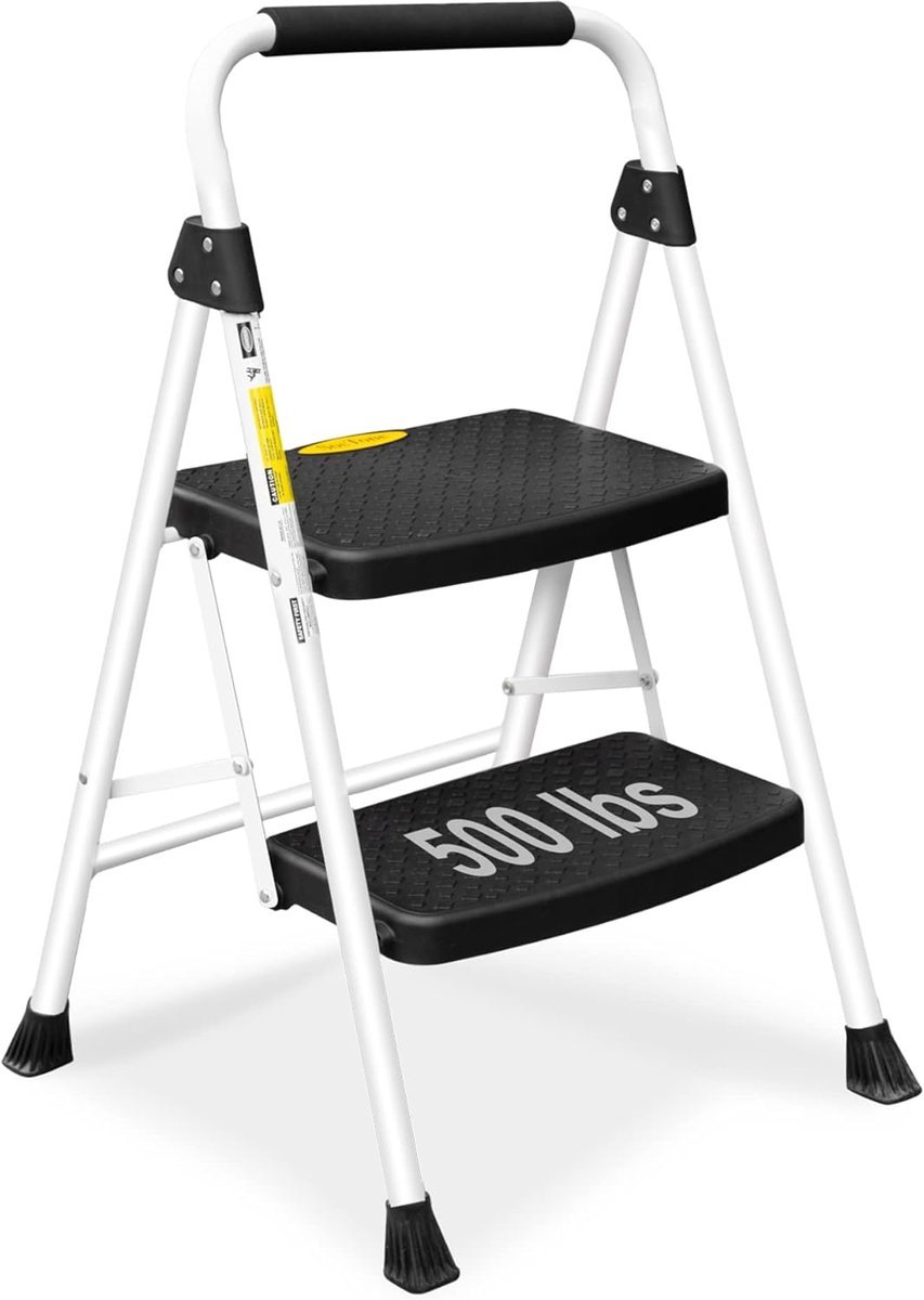 Stunq® Opvouwbare 2-Trede Trapladder met Brede Antislip Pedalen en Stevige Handgreep, Lichtgewicht en Draagbaar