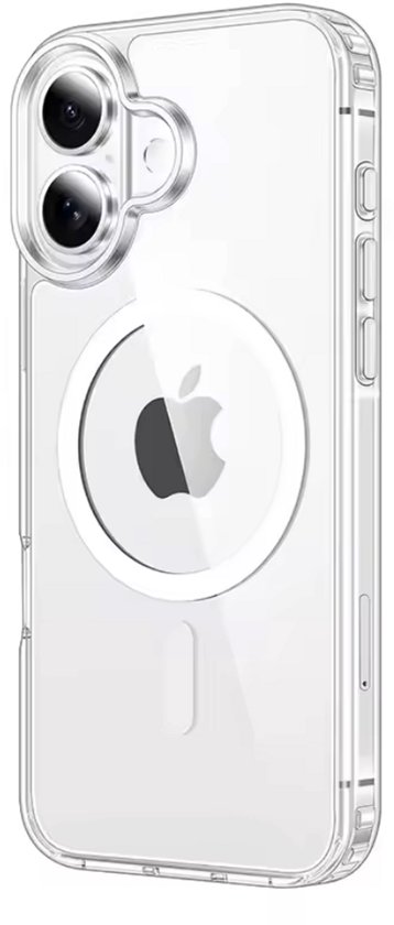 Jumada's - iPhone 16 Étui - Aimant Chargement Sans Fil - Housse Transparente - Compatible avec iPhone 16 à 78 Plus - Magsafe Compatible - Luxe Back Cover