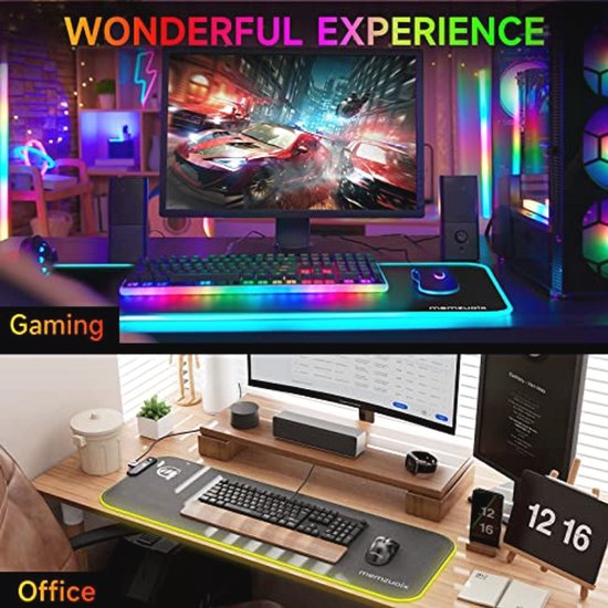 Grote RGB Gaming Muismat met 16 Verlichtingsmodi - Waterdicht, Antislip, Vlekbestendig - 80 x 29 cm van Merkloos — afbeelding 3
