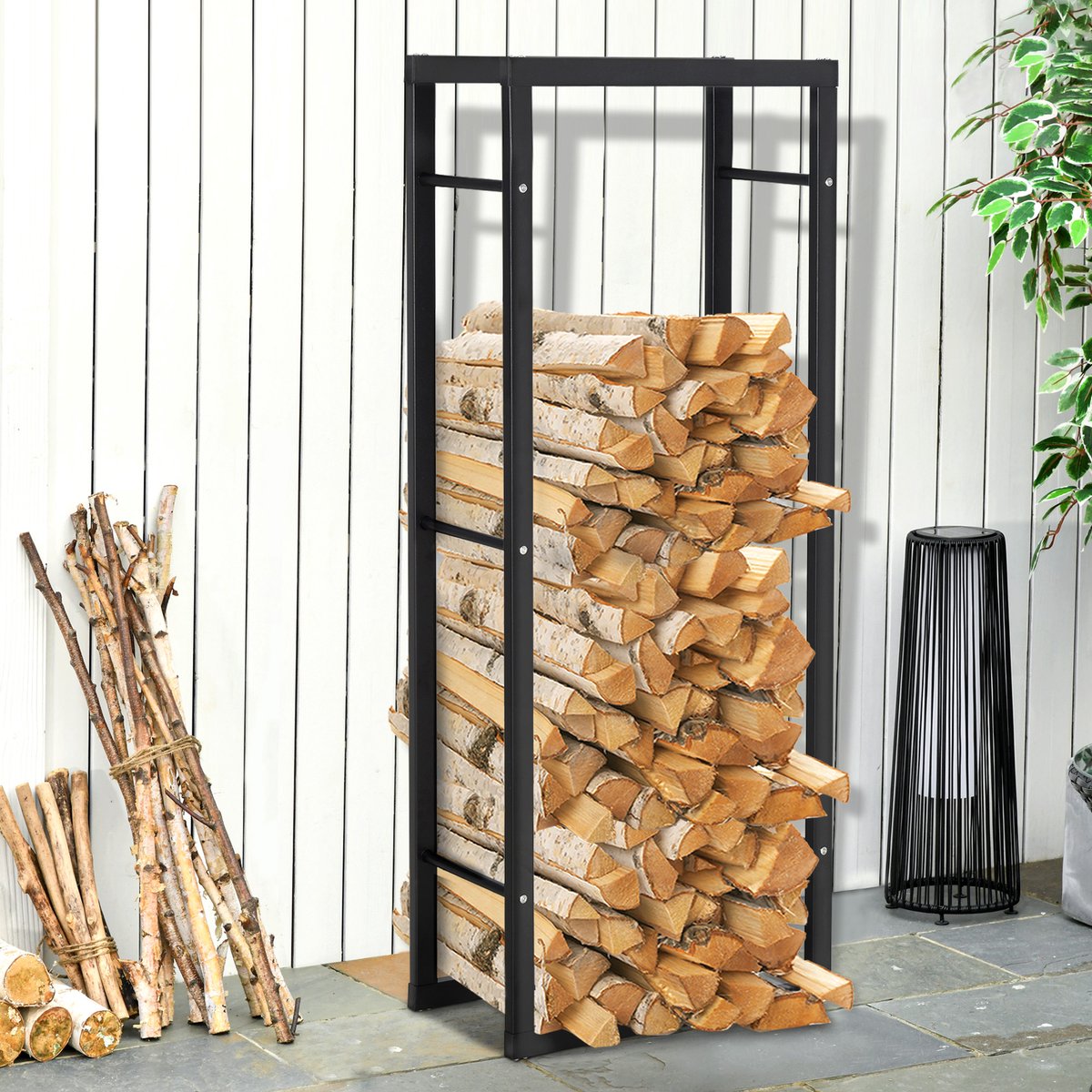 HOMCOM Houtrek - Metaal - 60x25x150cm - Zwart