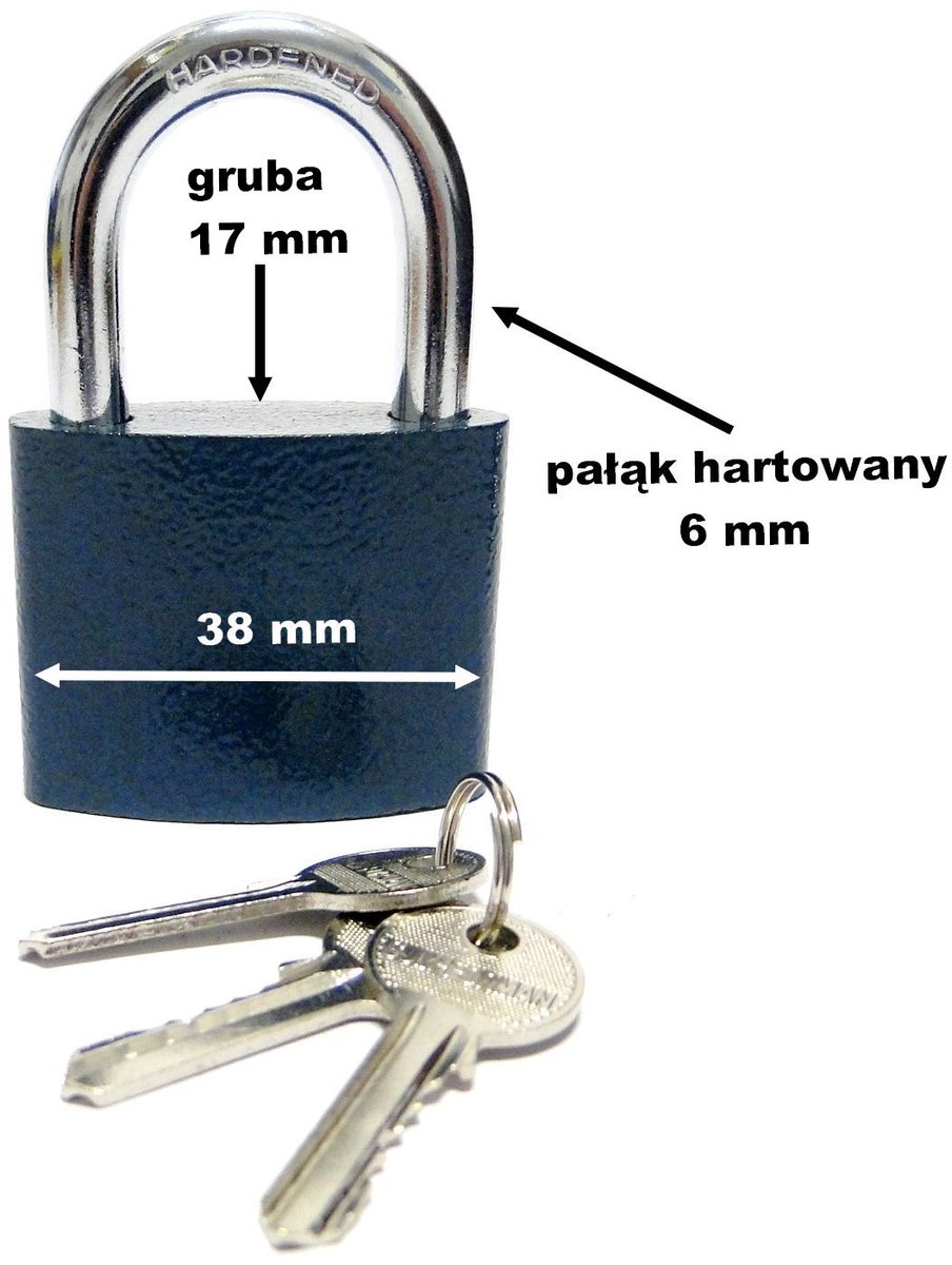 GJM Gehard IJzeren Hangslot met cilinder, 38 mm