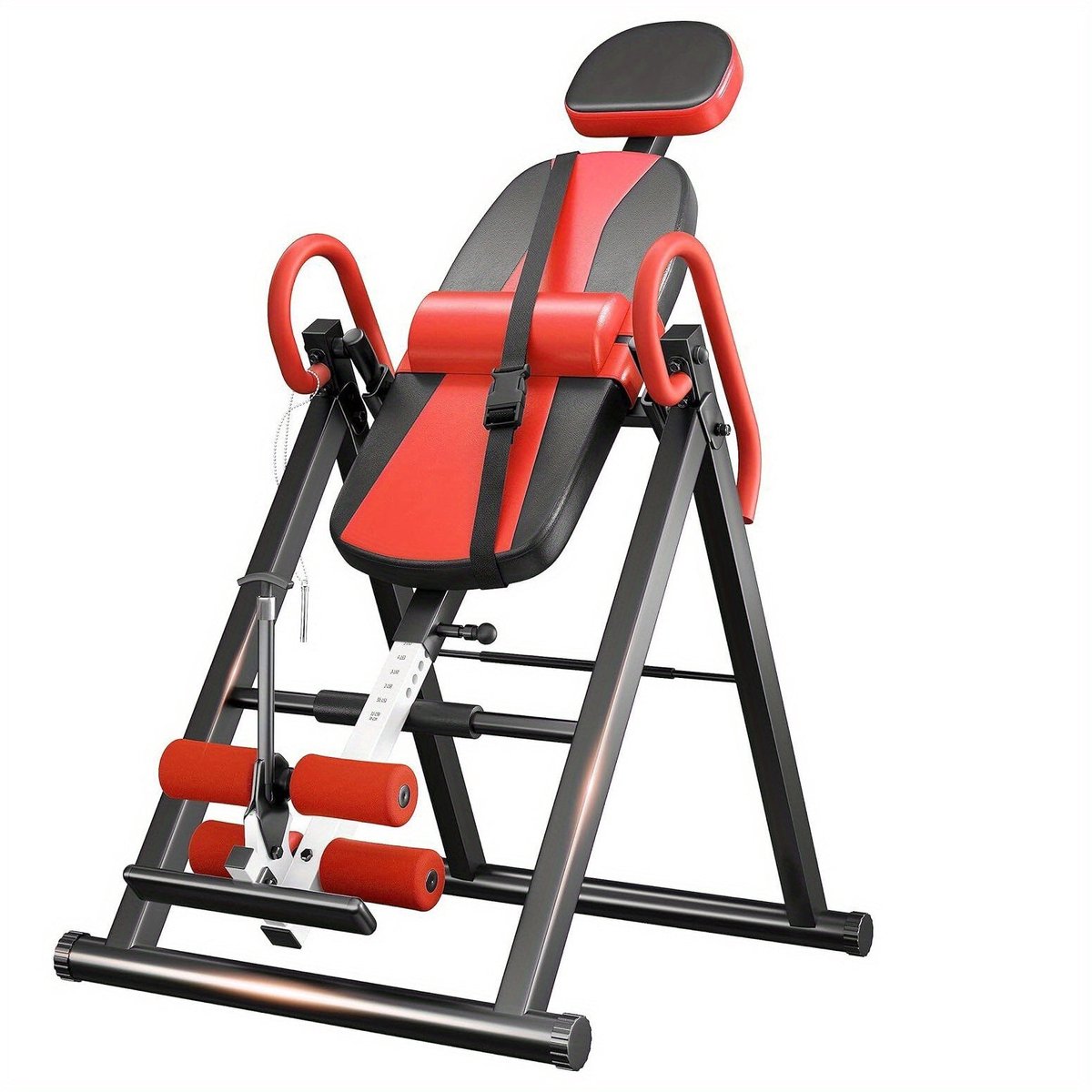 Opvouwbare Inversietafel – Inversie Tafel – Rugtrainer – Stretching Bank – Fitnessapparaat – Rood – Verstelbare Hoogte – Stevig Stalen Frame