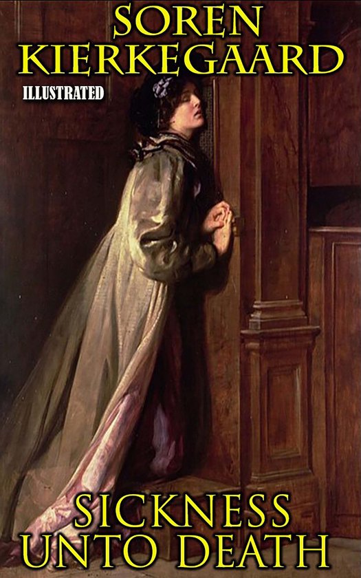 Søren Kierkegaard: La Maladie à la Mort, illustré. Une femme en longue robe prie à genoux.